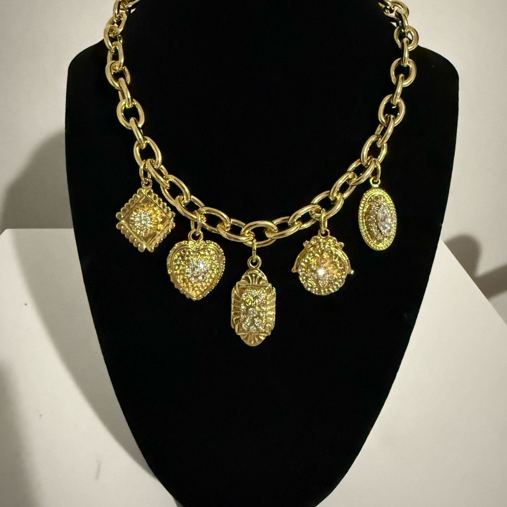 Ben-Amun  24kt gold  Multi-Charm Pendant Necklace New